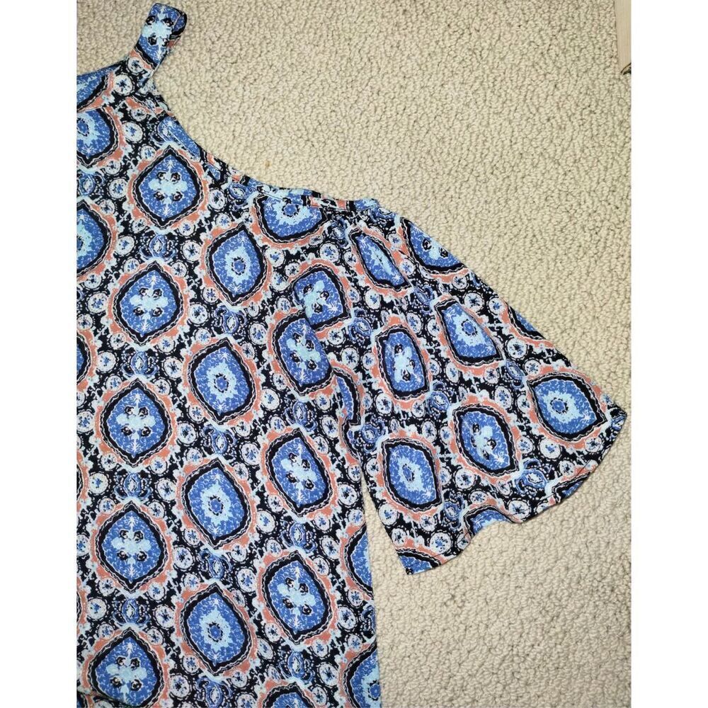 Women's Love Marks Cold-Shoulder Bell Sleeves Blouse Top Shirt (Sz L) - Picture 4 of 7
